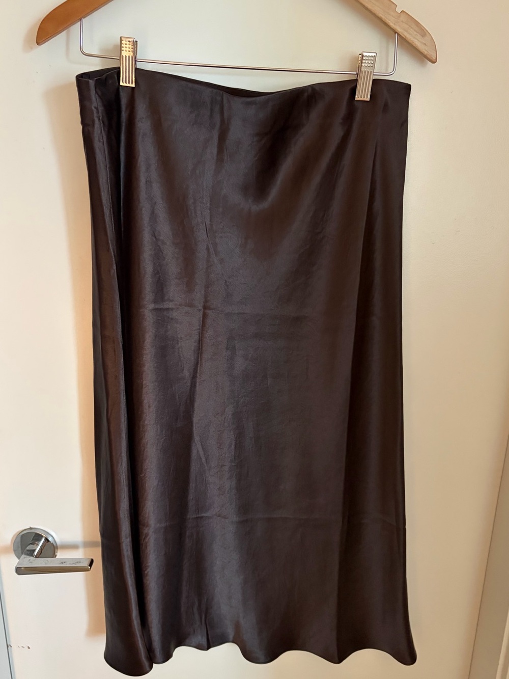 Babaton Chocolate Satin Bias Midi Skirt